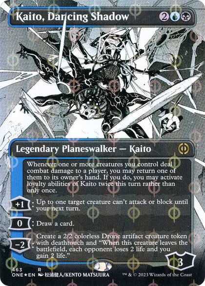 Kaito, Dancing Shadow (Borderless) (Step-and-Compleat Foil), Phyrexia: All Will Be One 463