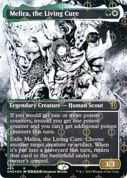 Melira, the Living Cure (Borderless) (Step-and-Compleat Foil), Phyrexia: All Will Be One 469