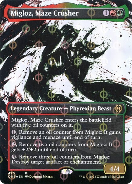 Migloz, Maze Crusher (Showcase) (Step-and-Compleat Foil), Phyrexia: All Will Be One 470