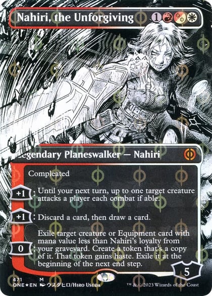 Nahiri, the Unforgiving (Borderless) (Step-and-Compleat Foil), Phyrexia: All Will Be One 471