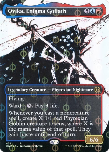 Ovika, Enigma Goliath (Showcase) (Step-and-Compleat Foil), Phyrexia: All Will Be One 474