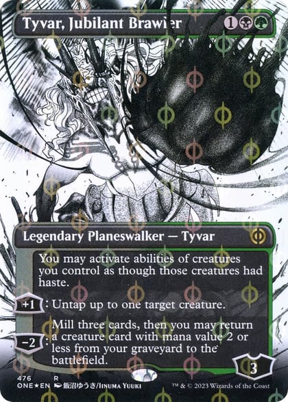 Tyvar, Jubilant Brawler (Borderless) (Step-and-Compleat Foil), Phyrexia: All Will Be One 476