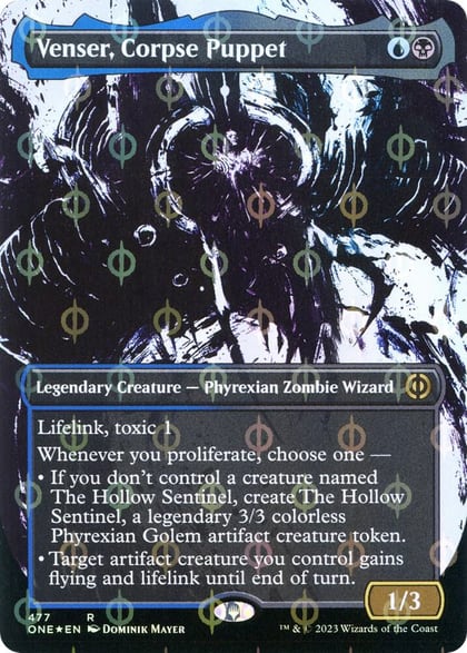 Venser, Corpse Puppet (Showcase) (Step-and-Compleat Foil), Phyrexia: All Will Be One 477