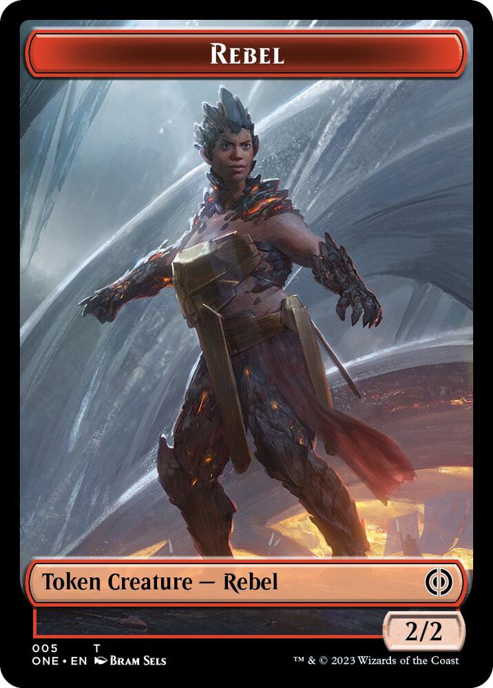 Rebel // Cat Double-sided Token, Phyrexia: All Will Be One 5 // 1