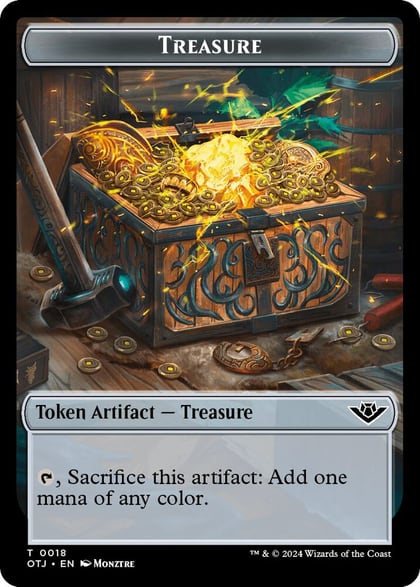 Treasure // Clue Double-Sided Token, Outlaws of Thunder Junction 18 // 16
