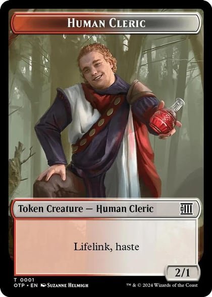 Human Cleric // Plot Double-Sided Token, Outlaws of Thunder Junction: Breaking News 1 // 20