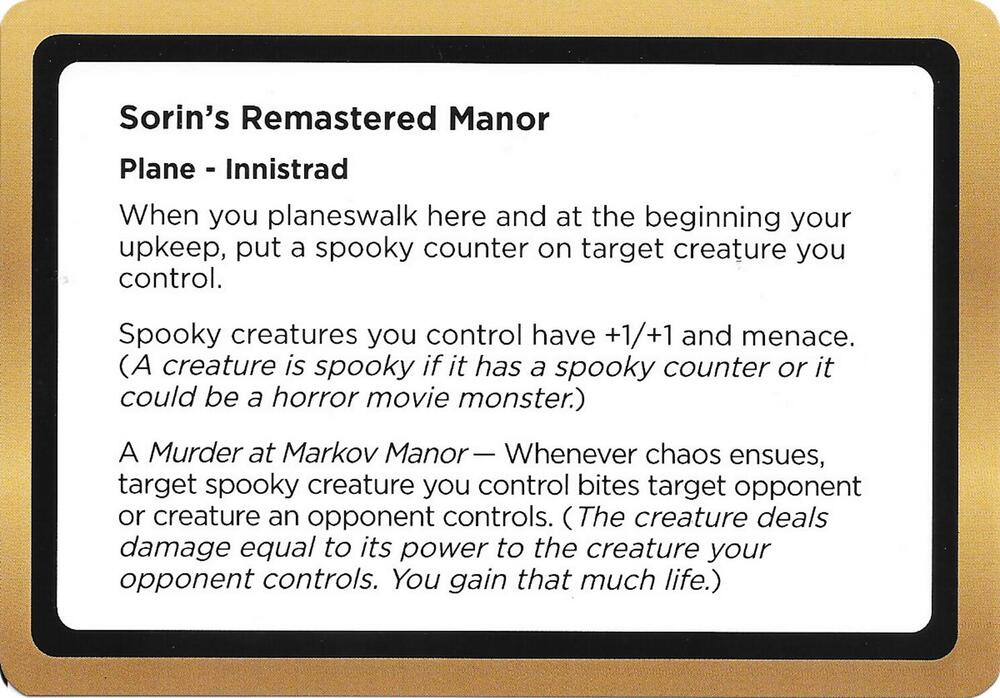 Sorin's Remastered Manor (Black Lotus Unknown Planechase), Oversize Cards #686480
