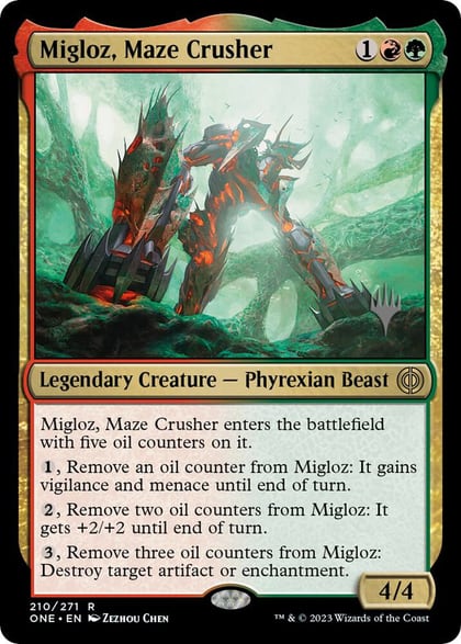 Migloz, Maze Crusher, Promo Pack: Phyrexia: All Will Be One 210