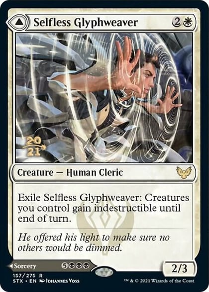 Selfless Glyphweaver, Prerelease Cards 157