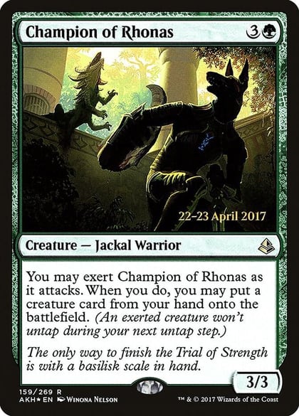 Champion of Rhonas, Prerelease Cards 159