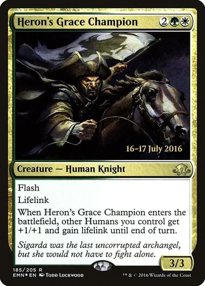 Heron's Grace Champion, Prerelease Cards 185