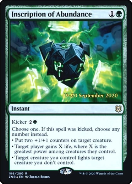 Inscription of Abundance, Prerelease Cards 186