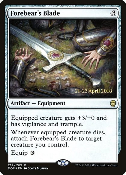 Forebear's Blade, Prerelease Cards 214