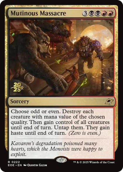 Mutinous Massacre, Prerelease Cards 222