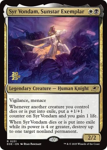 Syr Vondam, Sunstar Exemplar, Prerelease Cards 231