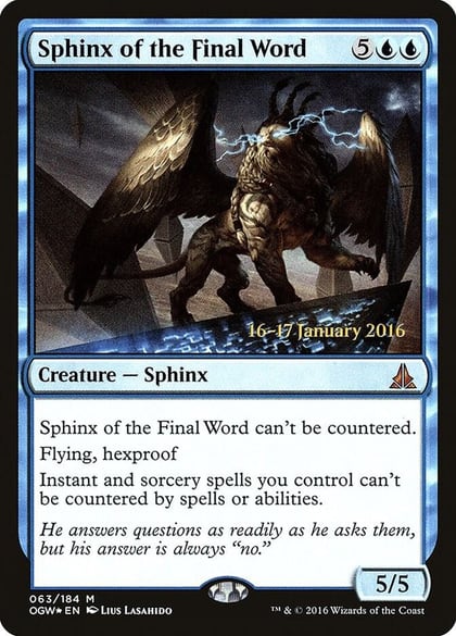 Sphinx of the Final Word, Prerelease Cards 63