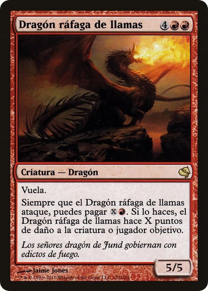 Flameblast Dragon (Spanish) - "Dragon rafaga de llamas", Magic Encyclopedia 2011 (Salvat) 102