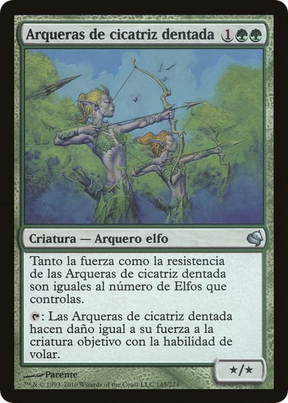 Jagged-Scar Archers (Spanish) - "Arqueras de cicatriz dentada", Magic Encyclopedia 2011 (Salvat) 145