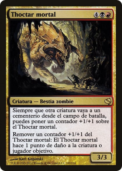 Deathbringer Thoctar (Spanish) - "Thoctar mortal", Magic Encyclopedia 2011 (Salvat) 169