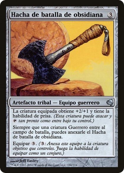 Obsidian Battle-Axe (Spanish) - "Hacha de batalla de obsidiana", Magic Encyclopedia 2011 (Salvat) 196