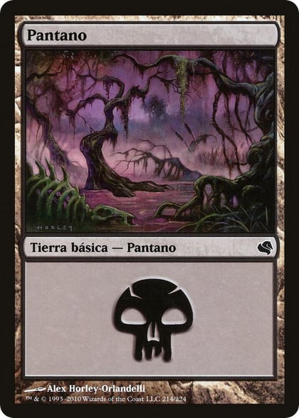 Swamp (Spanish) - "Pantano" (214), Magic Encyclopedia 2011 (Salvat) 214