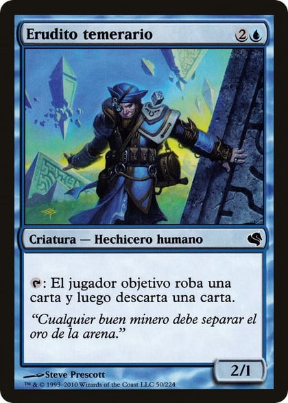 Reckless Scholar (Spanish) - "Erudito temerario", Magic Encyclopedia 2011 (Salvat) 50