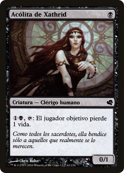 Acolyte of Xathrid (Spanish) - "Acolita de Xathrid", Magic Encyclopedia 2011 (Salvat) 61