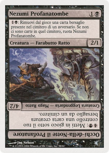 Nezumi Graverobber // Nighteyes the Desecrator (Italian) - "Nezumi Profanatombe" (A38), Magic Encyclopedia 2005 (Salvat/Hachette) A38
