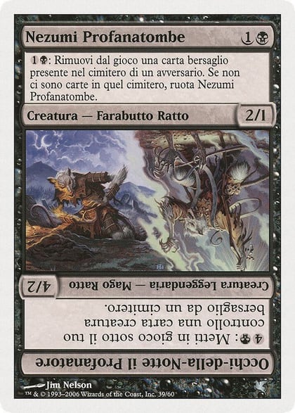 Nezumi Graverobber // Nighteyes the Desecrator (Italian) - "Nezumi Profanatombe" (A39), Magic Encyclopedia 2005 (Salvat/Hachette) A39