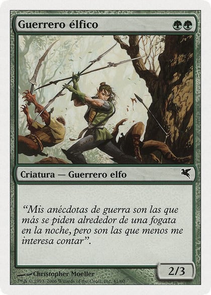 Elvish Warrior (Spanish) - "Guerrero elfico" (B41), Magic Encyclopedia 2005 (Salvat/Hachette) B41