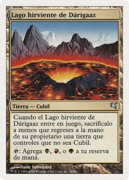 Darigaaz's Caldera (Spanish) - "Lago hirviente de Dárigaaz", Magic Encyclopedia 2005 (Salvat/Hachette) D26
