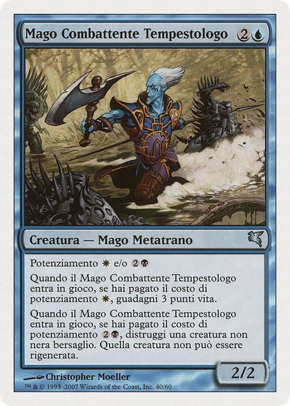 Stormscape Battlemage (Italian) - "Mago Combattente Tempestologe", Magic Encyclopedia 2005 (Salvat/Hachette) E40