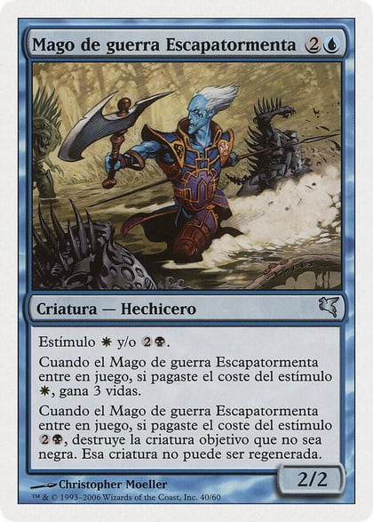 Stormscape Battlemage (Spanish) - "Mago de guerra Escapatormenta", Magic Encyclopedia 2005 (Salvat/Hachette) E40