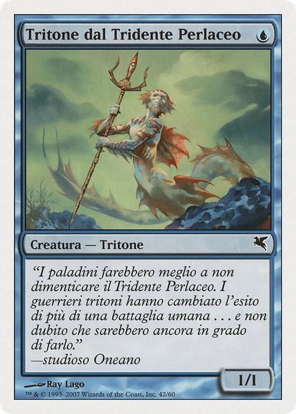 Merfolk of the Pearl Trident (Italian) - "Tritone dal Tridente Perlaceo", Magic Encyclopedia 2005 (Salvat/Hachette) E42