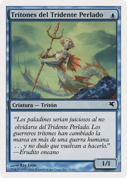 Merfolk of the Pearl Trident (Spanish) - "Tritones del Tridente Perlado", Magic Encyclopedia 2005 (Salvat/Hachette) E42