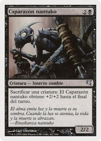 Nantuko Husk (Spanish) - "Caparazón nantuko", Magic Encyclopedia 2005 (Salvat/Hachette) F3