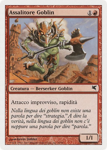 Goblin Striker (Italian) - "Assalitore Goblin", Magic Encyclopedia 2005 (Salvat/Hachette) I19