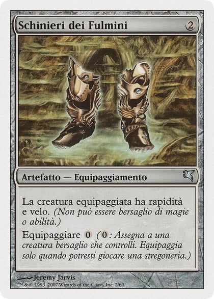 Lightning Greaves (Italian) - "Schinieri dei Fulmini", Magic Encyclopedia 2005 (Salvat/Hachette) L2
