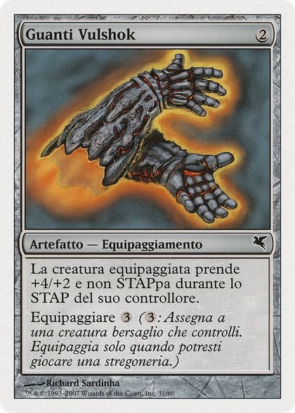 Vulshock Gauntlets (Italian) - "Guanti Vulshok", Magic Encyclopedia 2005 (Salvat/Hachette) L31