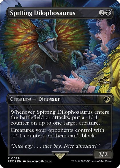 Spitting Dilophosaurus (Borderless) (Emblem), Universes Beyond: Jurassic World Collection 29