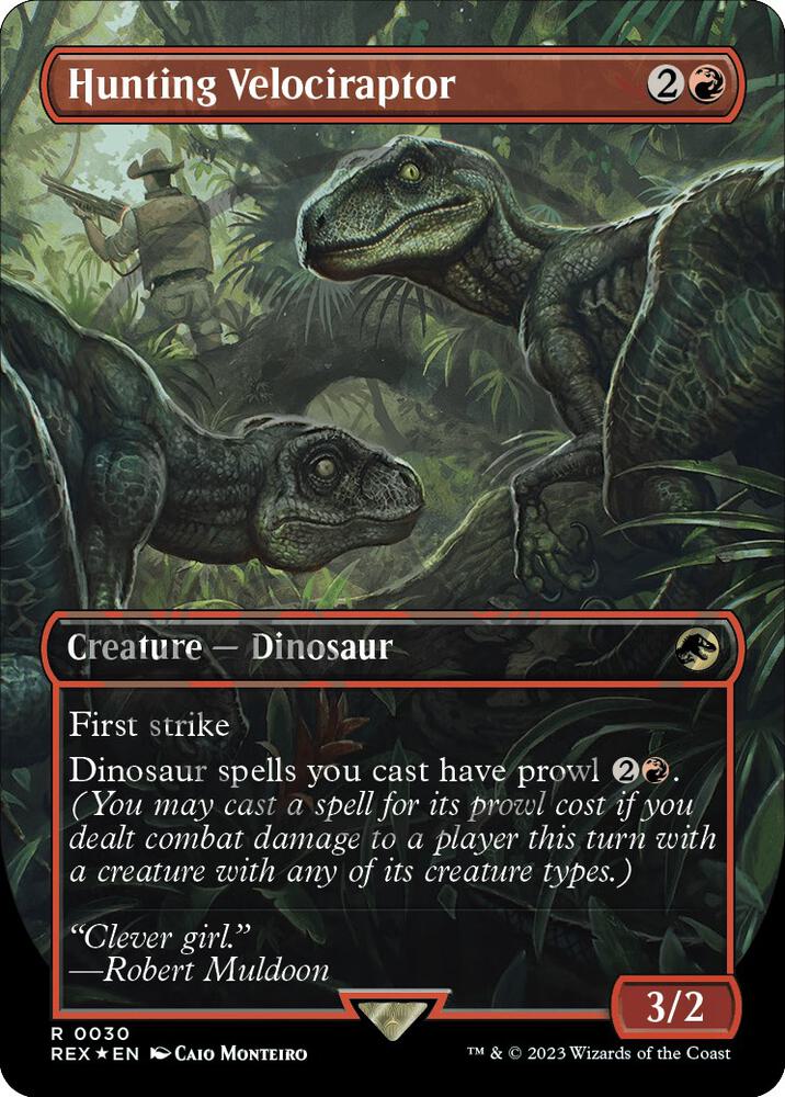 Hunting Velociraptor (Borderless) (Emblem), Universes Beyond: Jurassic World Collection 30