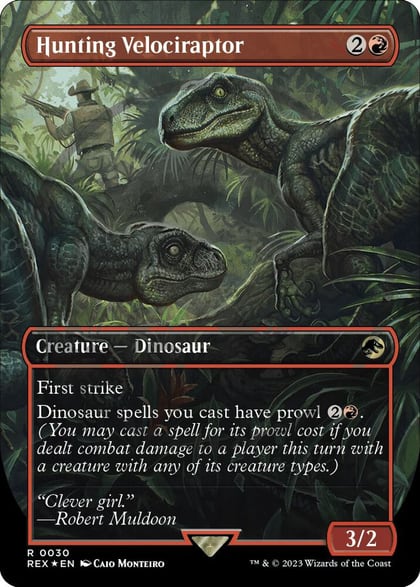Hunting Velociraptor (Borderless) (Emblem), Universes Beyond: Jurassic World Collection 30