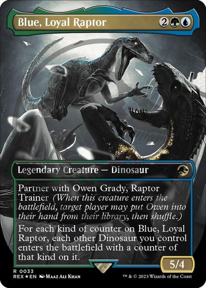 Blue, Loyal Raptor (Borderless) (Emblem), Universes Beyond: Jurassic World Collection 33