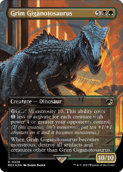 Grim Giganotosaurus (Borderless) (Emblem), Universes Beyond: Jurassic World Collection 36