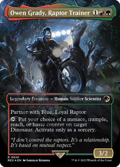 Owen Grady, Raptor Trainer (Borderless) (Emblem), Universes Beyond: Jurassic World Collection 41