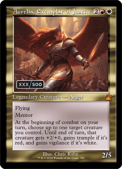 Aurelia, Exemplar of Justice (Retro Frame) (Serial Numbered), Ravnica Remastered 356
