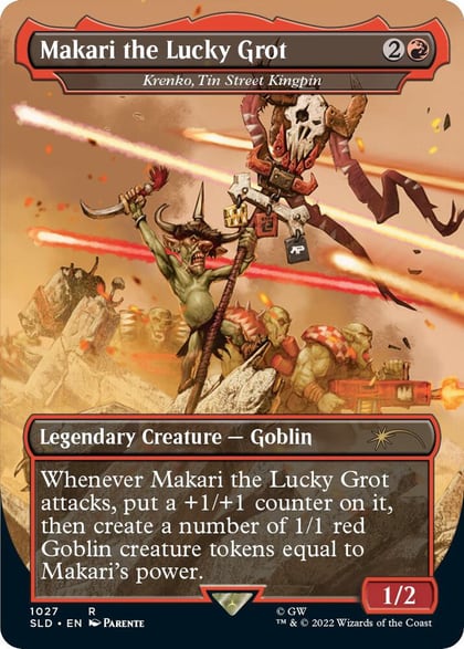 Makari the Lucky Grot - Krenko, Tin Street Kingpin (Borderless), Secret Lair Drop Series 1027