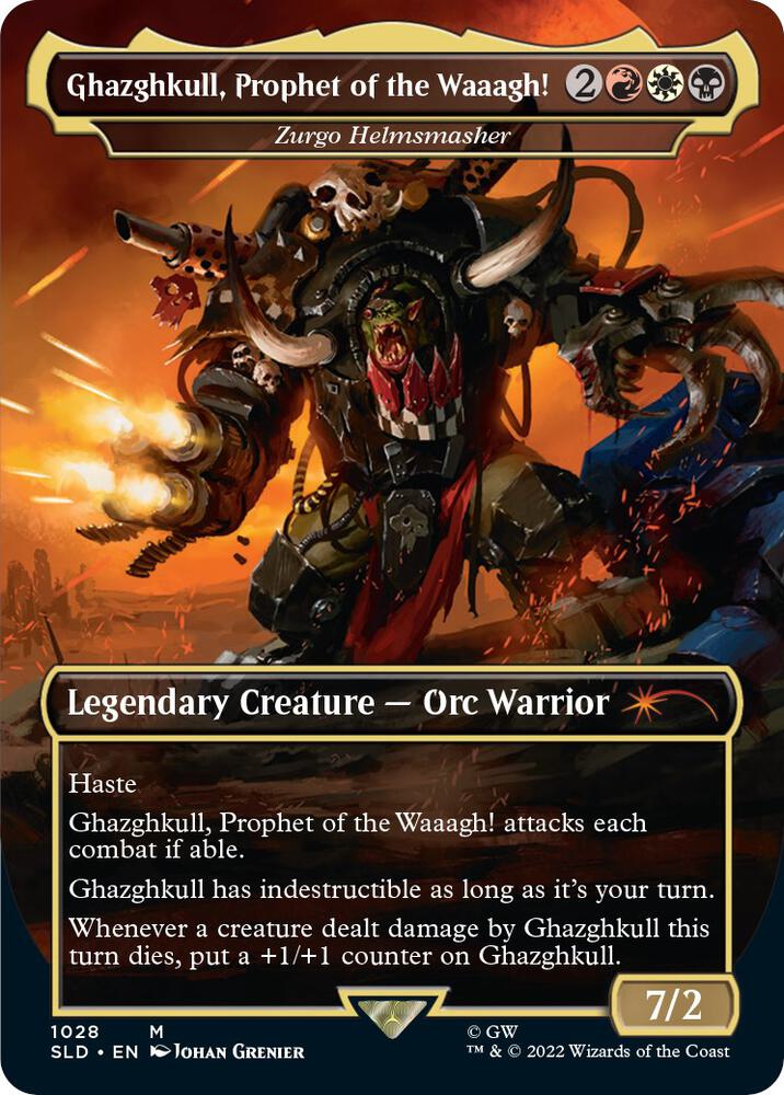 Ghazghkull, Prophet of the Waaagh! - Zurgo Helmsmasher (Borderless), Secret Lair Drop Series 1028