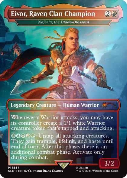 Eivor, Raven Clan Champion - Najeela, the Blade-Blossom (Rainbow Foil), Secret Lair Drop Series 1557