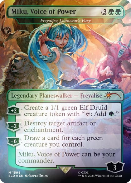 Miku, Voice of Power - Freyalise, Llanowar's Fury (Rainbow Foil), Secret Lair Drop Series 1598